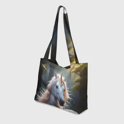 Пляжная сумка 3D Единорог с розовой гривой в лесу - фото 2