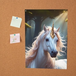 Постер Единорог с розовой гривой в лесу - фото 2