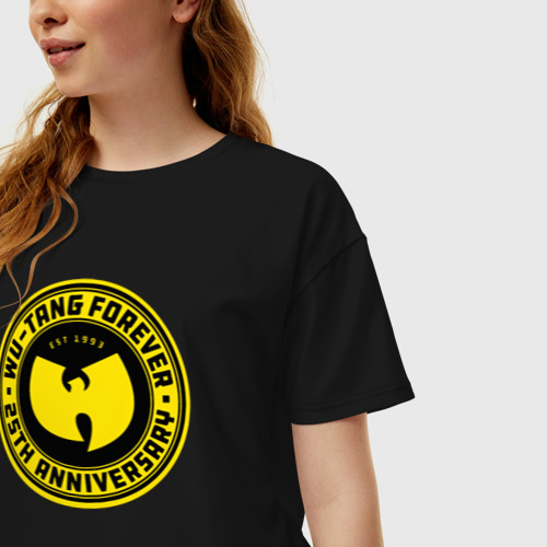 Женская футболка хлопок Oversize с принтом Wu-Tang навсегда, фото на моделе #1