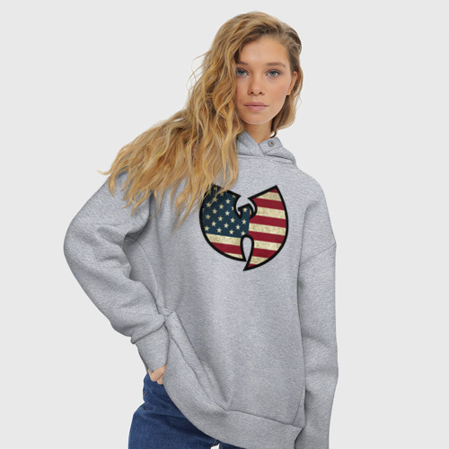 Женское худи Oversize хлопок Wu-Tang USA, цвет меланж - фото 4