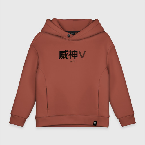 Детское худи Oversize хлопок WayV logo, цвет кирпичный