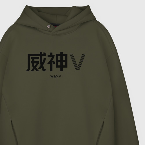 Мужское худи Oversize хлопок WayV logo, цвет хаки - фото 4