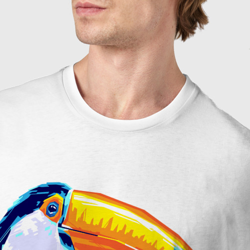 Мужская футболка хлопок с принтом Тукан геометрический, фото #4