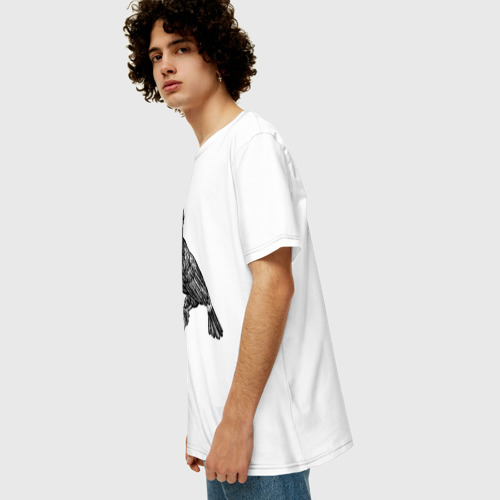 Мужская футболка хлопок Oversize с принтом Тукан на ветке, вид сбоку #3