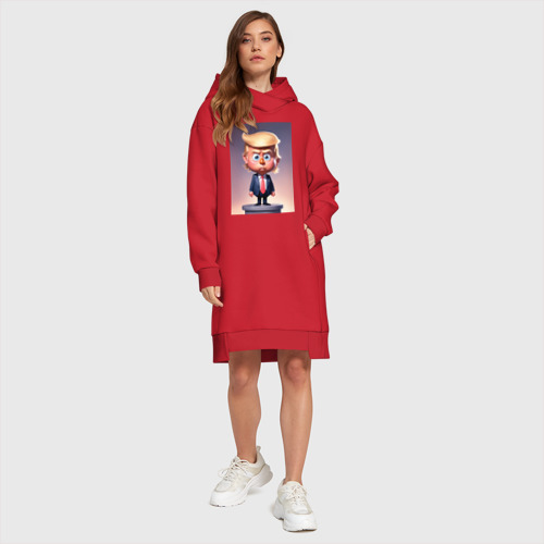 Платье-худи хлопок Мультяшный Дональд Трамп - нейросеть, цвет красный - фото 5