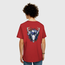 Мужская футболка хлопок Oversize Череп оленя и ягоды - фото 2