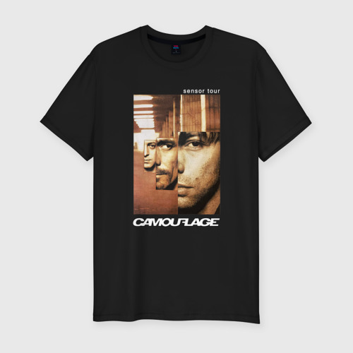 Мужская футболка хлопок Slim Camouflage - Sensor tour merch, цвет черный