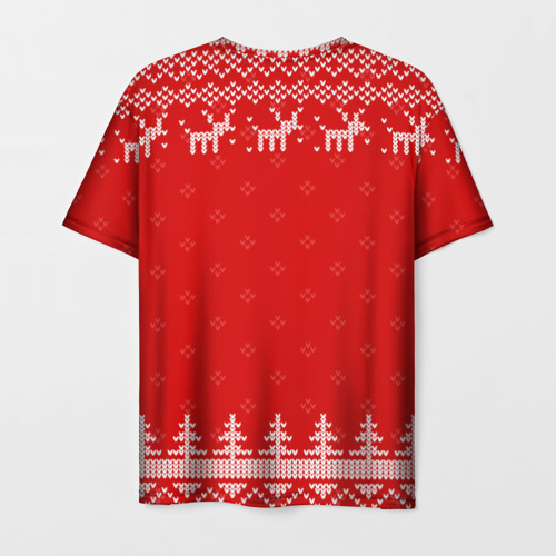 Мужская футболка 3D Новогодний программист: свитер с оленями, цвет 3D печать - фото 2