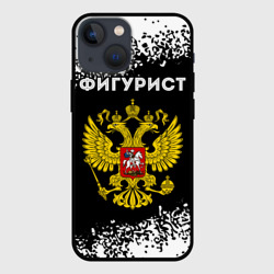 Чехол для iPhone 13 mini Фигурист из России и герб РФ