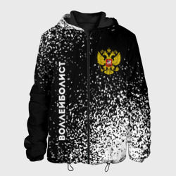 Мужская куртка 3D Воллейболист из России и герб РФ вертикально