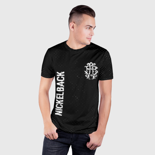 Мужская футболка 3D Slim Nickelback glitch на темном фоне вертикально, цвет 3D печать - фото 3