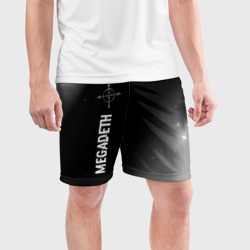 Мужские шорты спортивные Megadeth glitch на темном фоне по-вертикали - фото 2