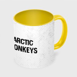 Кружка с полной запечаткой Arctic Monkeys glitch на светлом фоне по-горизонтали
