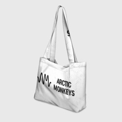 Пляжная сумка 3D Arctic Monkeys glitch на светлом фоне по-горизонтали - фото 2