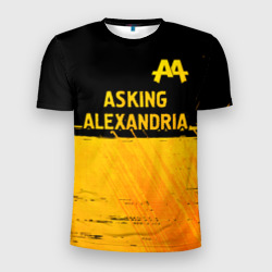 Мужская футболка 3D Slim Asking Alexandria - gold gradient посередине