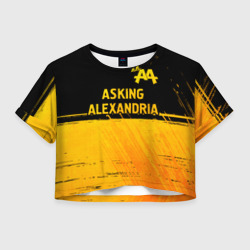 Женская футболка Crop-top 3D Asking Alexandria - gold gradient посередине