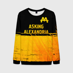 Мужской свитшот 3D Asking Alexandria - gold gradient посередине