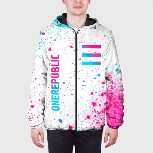 Мужская куртка 3D OneRepublic neon gradient style вертикально, цвет 3D печать - фото 4