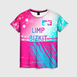 Limp Bizkit neon gradient style посередине – Женская футболка 3D с принтом купить со скидкой в -26%