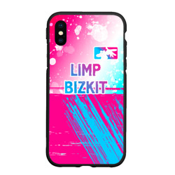 Чехол для iPhone XS Max матовый Limp Bizkit neon gradient style посередине