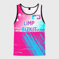 Мужская майка 3D Limp Bizkit neon gradient style посередине