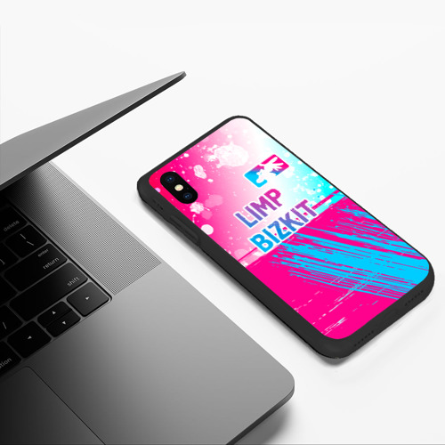 Чехол для iPhone XS Max матовый Limp Bizkit neon gradient style посередине - фото 5