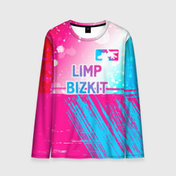 Мужской лонгслив 3D Limp Bizkit neon gradient style посередине