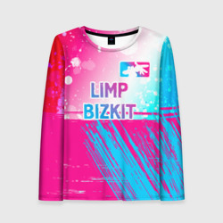 Женский лонгслив 3D Limp Bizkit neon gradient style посередине