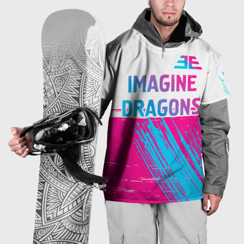 Накидка на куртку 3D Imagine Dragons neon gradient style посередине, цвет 3D печать