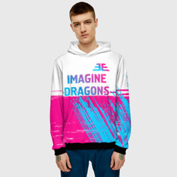 Мужская толстовка 3D Imagine Dragons neon gradient style посередине - фото 2