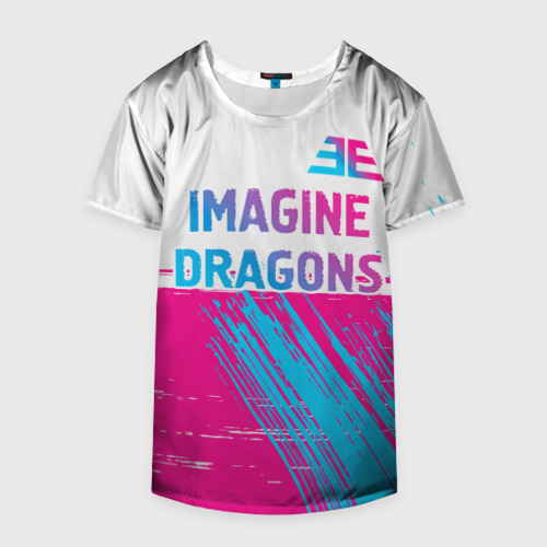 Накидка на куртку 3D Imagine Dragons neon gradient style посередине, цвет 3D печать - фото 4