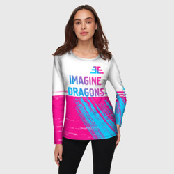 Женский лонгслив 3D Imagine Dragons neon gradient style посередине - фото 2