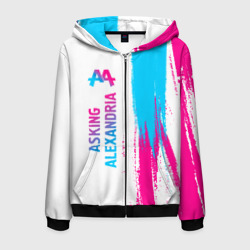 Мужская толстовка 3D на молнии Asking Alexandria neon gradient style по-вертикали