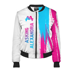 Женский бомбер 3D Asking Alexandria neon gradient style по-вертикали