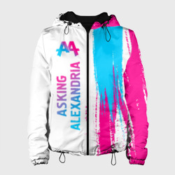 Женская куртка 3D Asking Alexandria neon gradient style по-вертикали