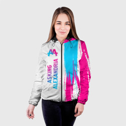 Женская куртка 3D Asking Alexandria neon gradient style по-вертикали - фото 2