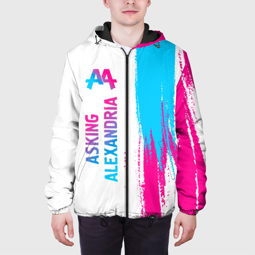 Мужская куртка 3D Asking Alexandria neon gradient style по-вертикали, цвет 3D печать - фото 4