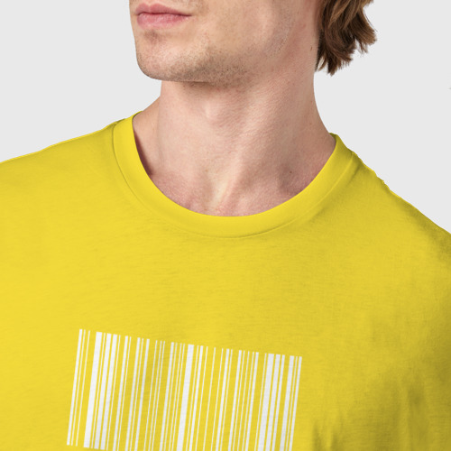 Мужская футболка хлопок Иванович и его штрих код , цвет желтый - фото 6