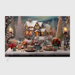 Флаг 3D Объемные новогодние домики