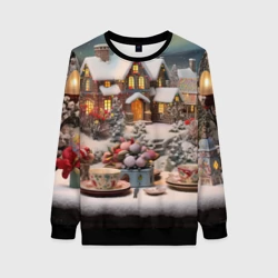 Женский свитшот 3D Объемные новогодние домики