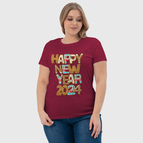 Женская футболка хлопок с принтом С новым годом 2024!, фото #4