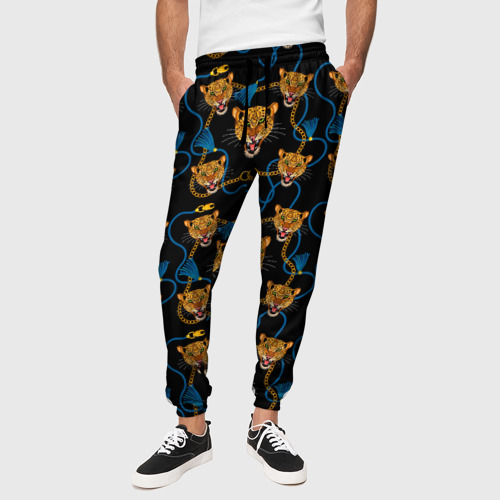 Мужские брюки 3D Золотая цепь с леопардами, цвет 3D печать - фото 4