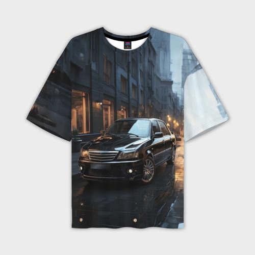 Мужская футболка oversize 3D Автомобиль на сумрачной улице  , цвет 3D печать