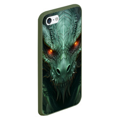 Чехол для iPhone 5/5S матовый Зеленый дракон со светящимися глазами - фото 2