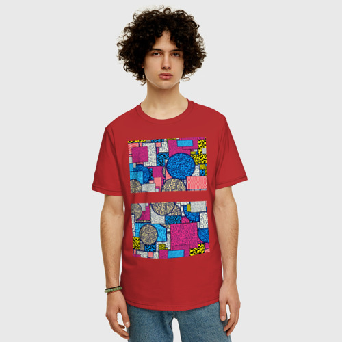 Мужская футболка хлопок Oversize Модерн, цвет красный - фото 3