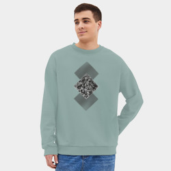 Мужской свитшот oversize без начеса хлопок Ромб абстракция - фото 2
