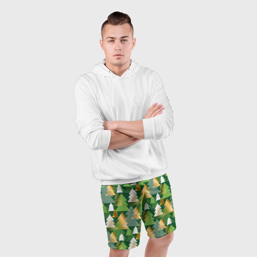 Мужские шорты спортивные Ёлочки - новогодний дизайн, цвет 3D печать - фото 5