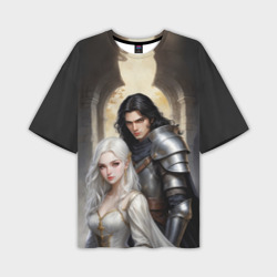 Мужская футболка oversize 3D Принцесса и её рыцарь 