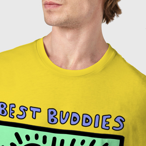 Мужская футболка хлопок Best buddies, цвет желтый - фото 6