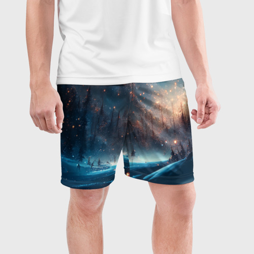 Мужские шорты спортивные Сказочный лес, цвет 3D печать - фото 3
